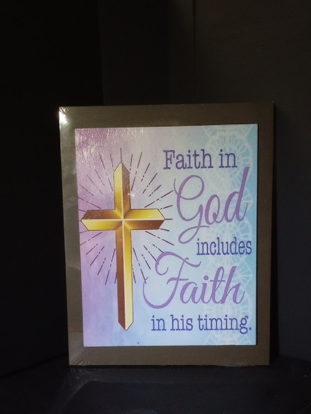 Faith in God Religious Wall Art Print - Purple and Gold